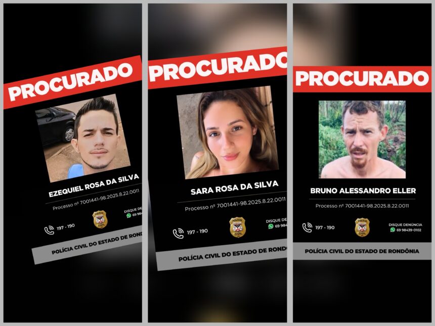 Polícia divulga fotos de três foragidos por homicídio em Urupá